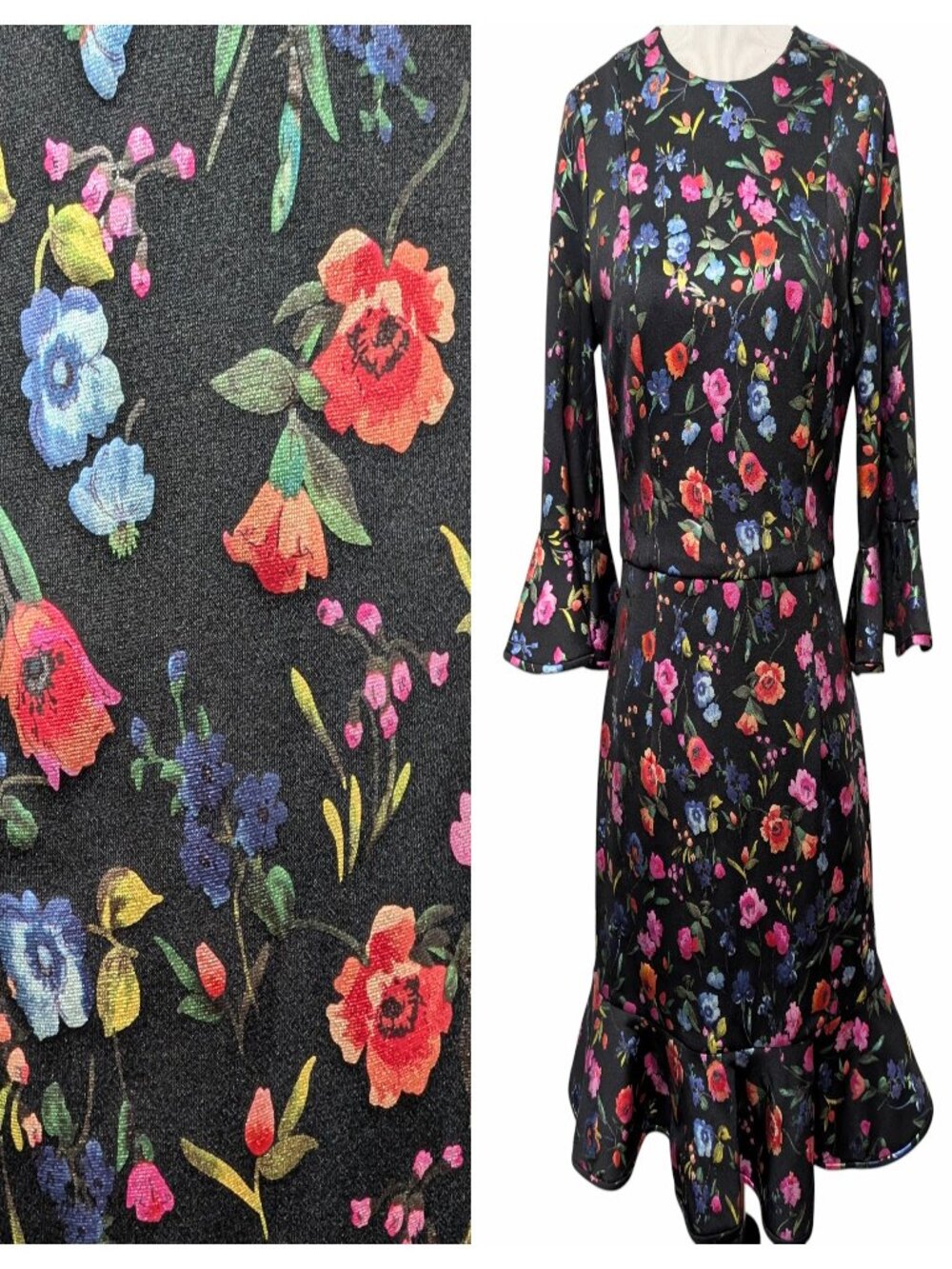 Black Halo Womens NWT Sz 10 Brooklyn Black Prism Bloom Floral Sheath Mini Dress